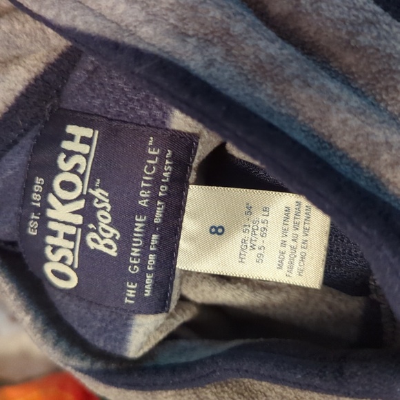 Oahkosh B'Gosh Blue and Gray Rugby Stripe Fleece Quarter Zip Boys Size 8 - Picture 3 of 4